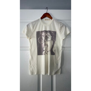 Women's Marine Layer Short Sleeve Tee XS Off-White with Graphic